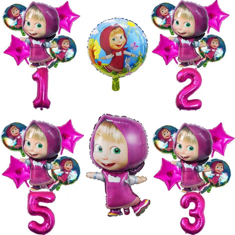 1 Set of Masha and the Bear Themed Birthday Party Supplies Balloons for ...