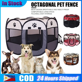 （hot sale)BIAZE Folding Octagonal Pet Fence Cat Delivery Room Dog House Cage Cat Nest Pet Tent Cat C
