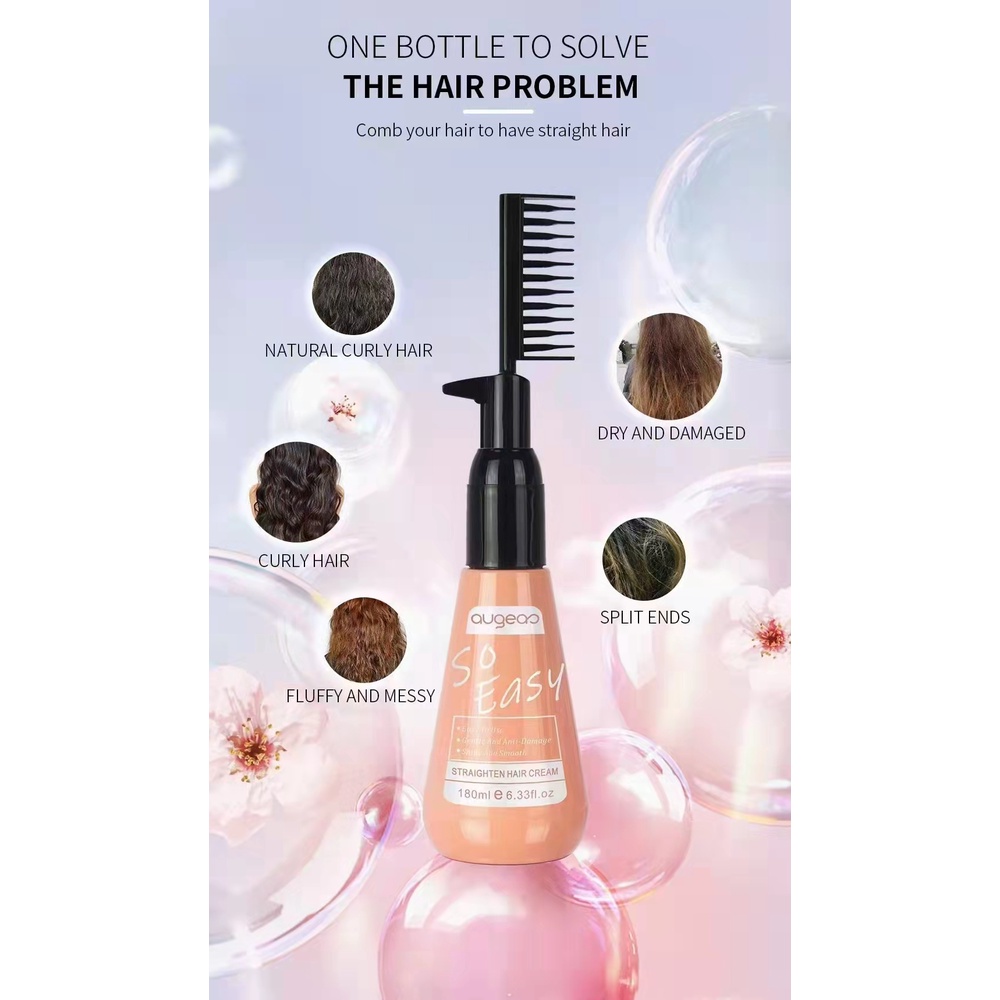 AUGEAS 180ML STRAIGHTEN HAIR CREAM EASY TO USE GENTLE AND AITIDAMAGE SHINY AND SMOOTH Shopee