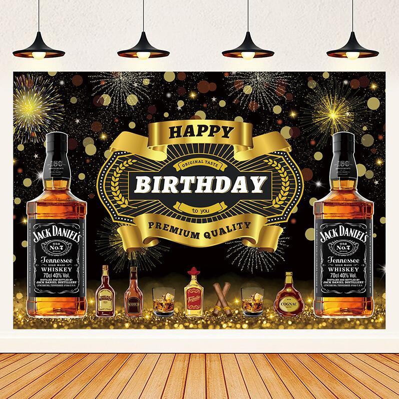 Whisky Happy Birthday Backdrop Whiskey Birthday Party Decorations for