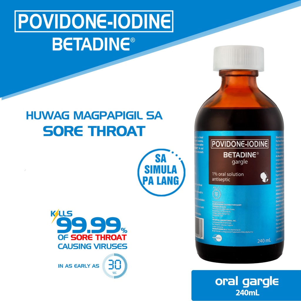 BETADINE® (PovidoneIodine) Gargle 240mL Shopee Philippines