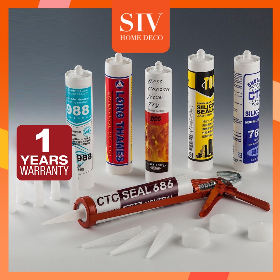 Siv Silicon Sealant 1 Year Warranty 300Ml Gun Strong Adhesive Shopee