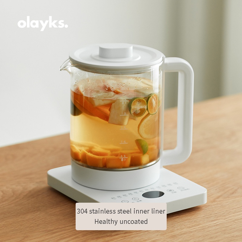 Olayks 1.5L Thermostatic Electric Kettle Multifunctional 800W Glass