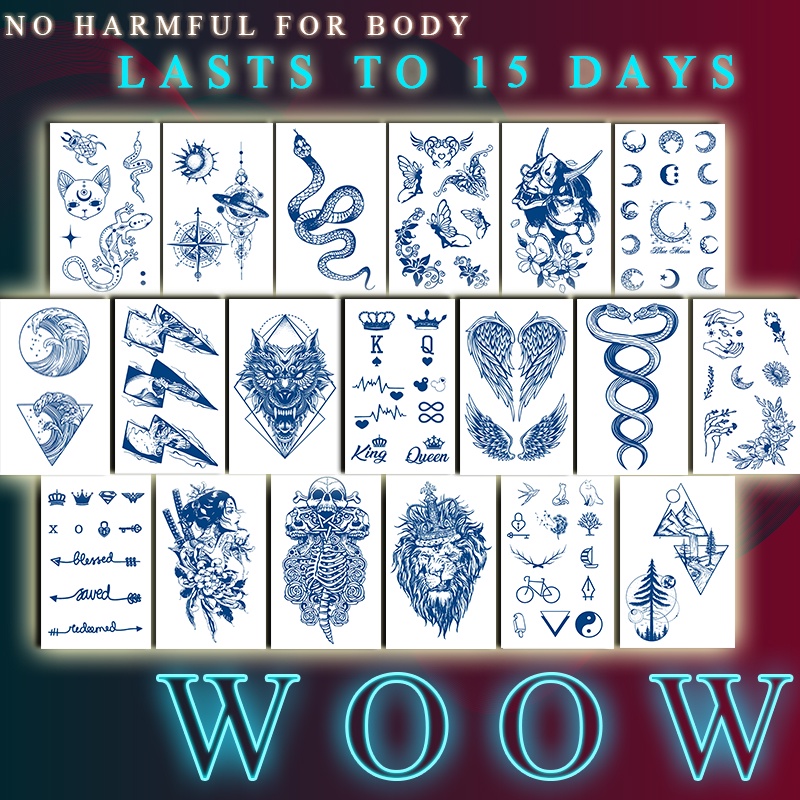 WOOW Fake Tattoos Lasts To 15 Days Tattoo Sticker Waterproof Long