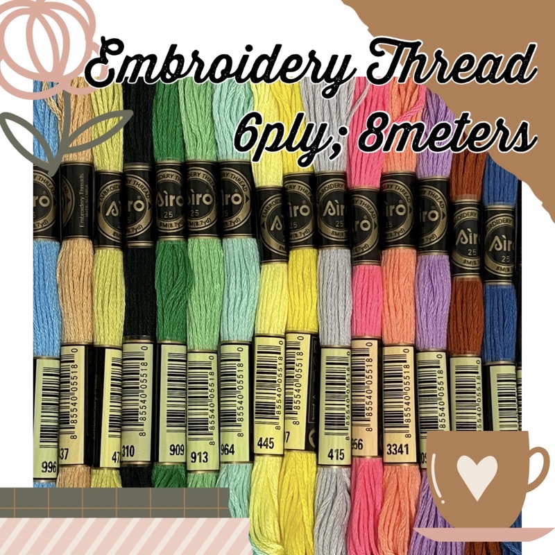 Airo Embroidery Thread 6ply (8meters--sold per piece) | Shopee Philippines