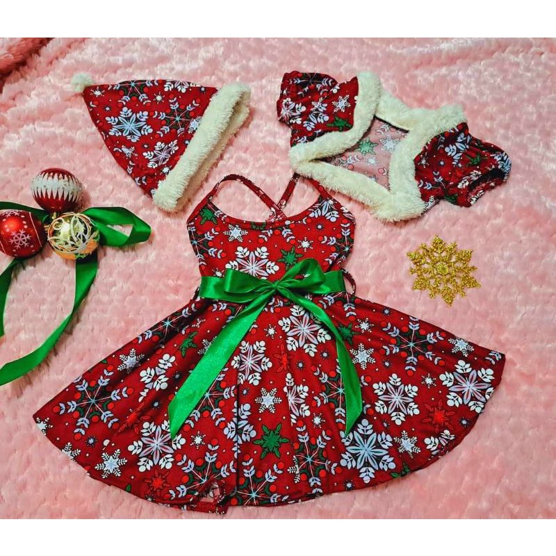 Santa dress/Christmas OOtd for kids girl 2in1 0to6months to 6years old