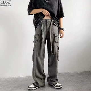 MPJ Functional overalls High street overalls Street hip-hop overalls multi-pocket denim Jeans
