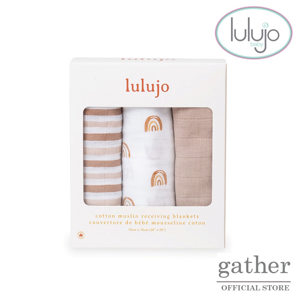 Lulujo Mini Muslin Receiving Blankets (Set of 3) Rainbows Shopee