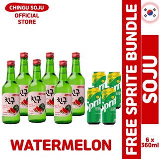 Chingu Soju Watermelon 360ml 6 Bottles With Free 4 Cans Sprite