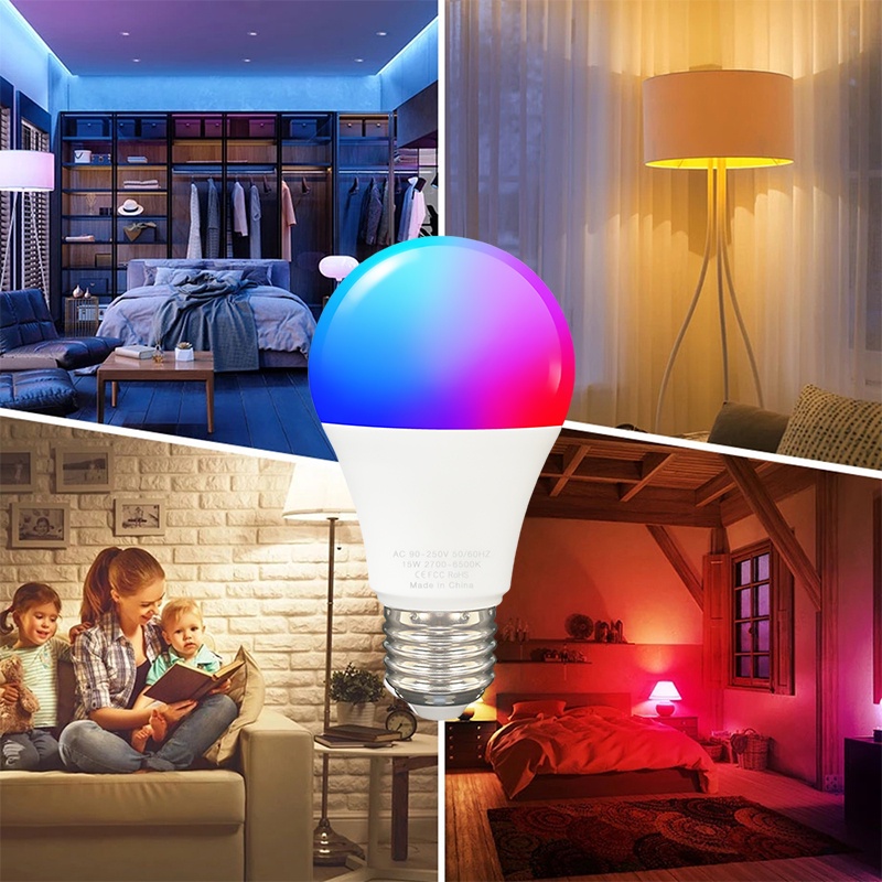 Smart Bulb Smart Life Rgbcw Voice Control LED Tuya 100-240v Create A Relaxed And Peaceful Atmosphere WiFi 15W/9W Smart Light Smart Lamp RGB Smart Life Led Wifi — view 7