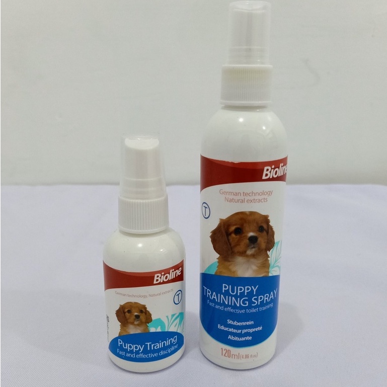 50ml and 120ml Bioline Dog Training Spray Pet Potty Aid Training Liquid Puppy Trainer #4