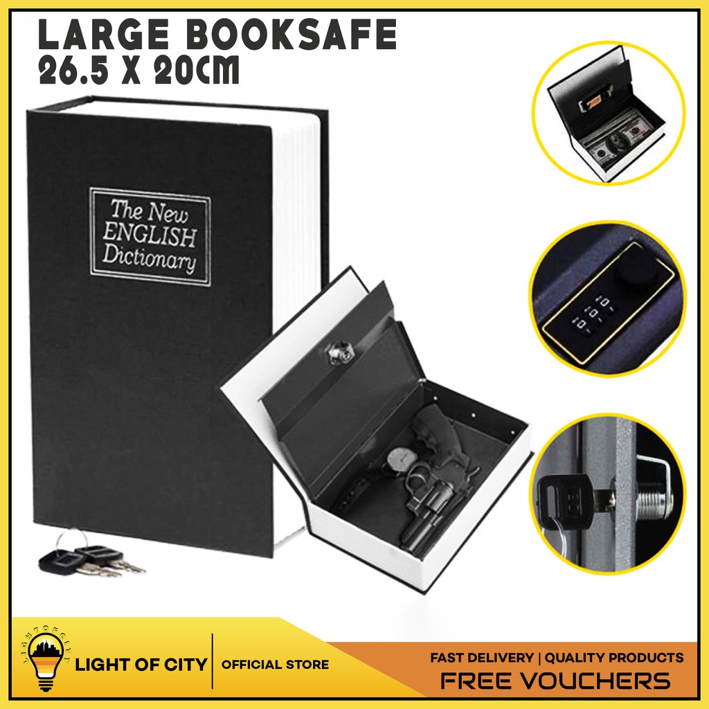 Metal Steel Dictionary Mini Safe Box Book Money Hidden Secret Security