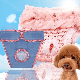 Small and Medium-sized Dog Chiffon Denim Physiological Pants Safety Underwear Pet Dog Cat Comfortable and Breathable