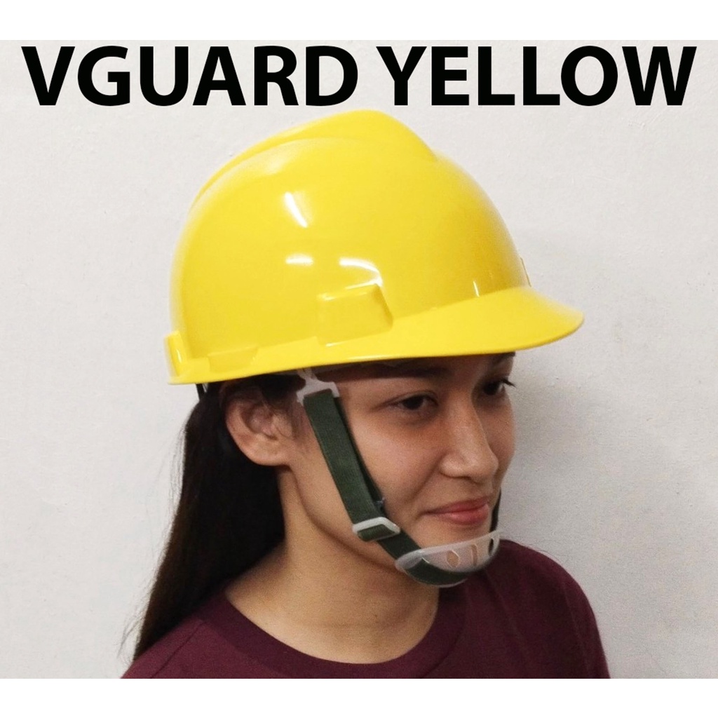 MEISONS HARD HAT SAFETY HELMET VGUARD PE ( YELLOW ) WITH LINER AND CHIN STRAP Shopee Philippines
