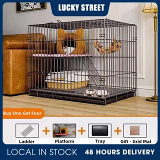 Cat cage 3 layer Double layer With Ladder Iron Cage Folding With Toilet Cat House Home Villa