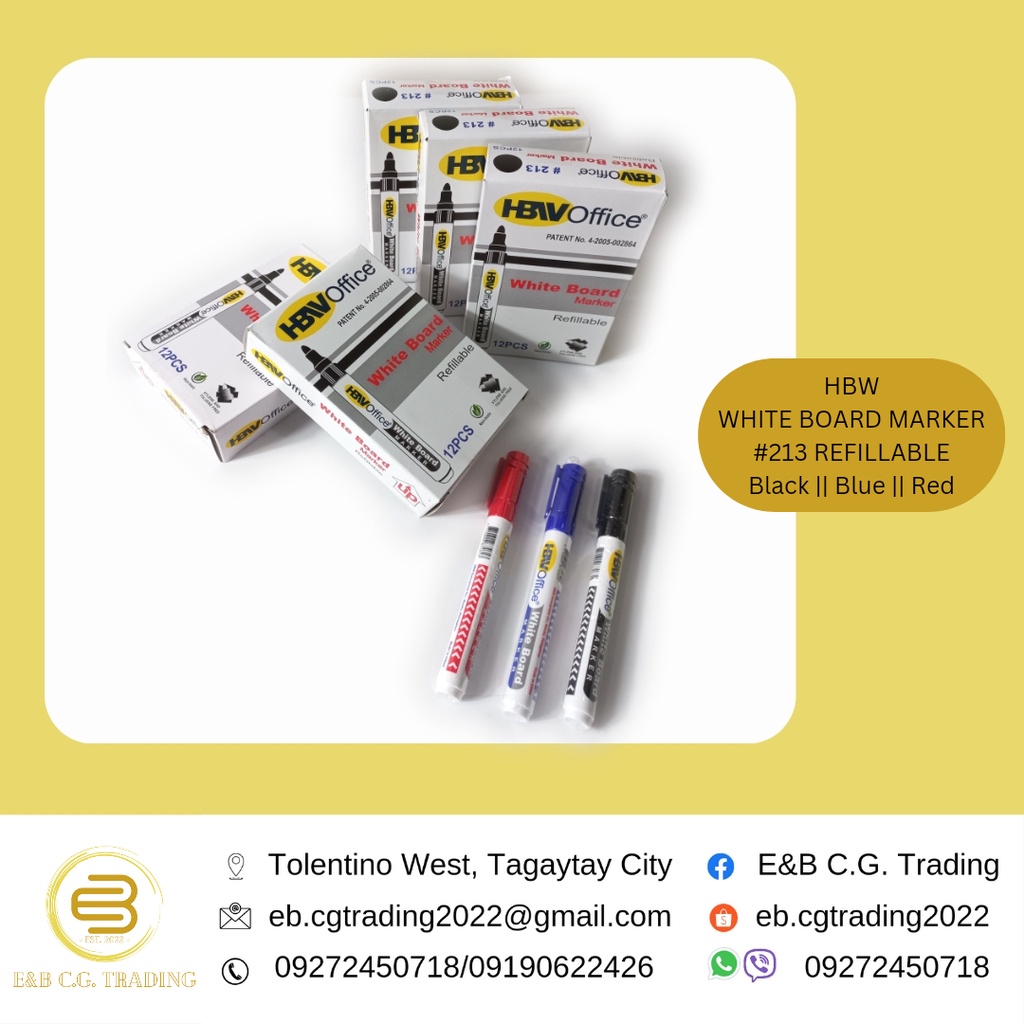 HBW White Board Marker Refillable Shopee Philippines