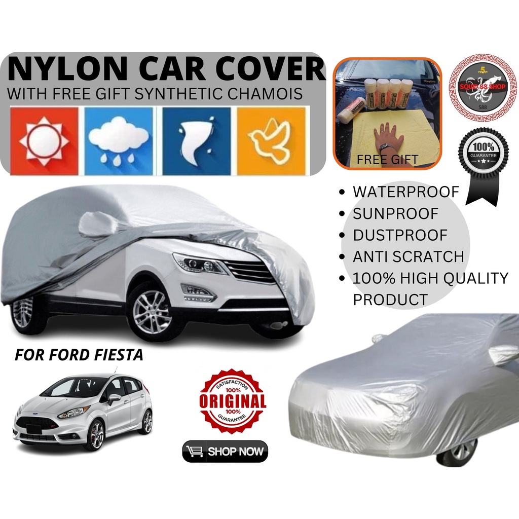 FORD FIESTA CAR COVER NYLON WATERPROOF WITH FREE CLEAN CHAM HIGHQUALITY COD ONHAND