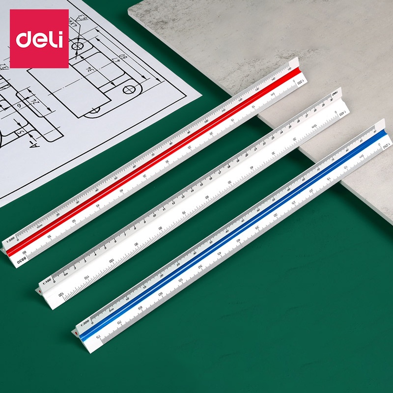 Deli Plastic Triangular Scale Ruler Interior Design Drawing