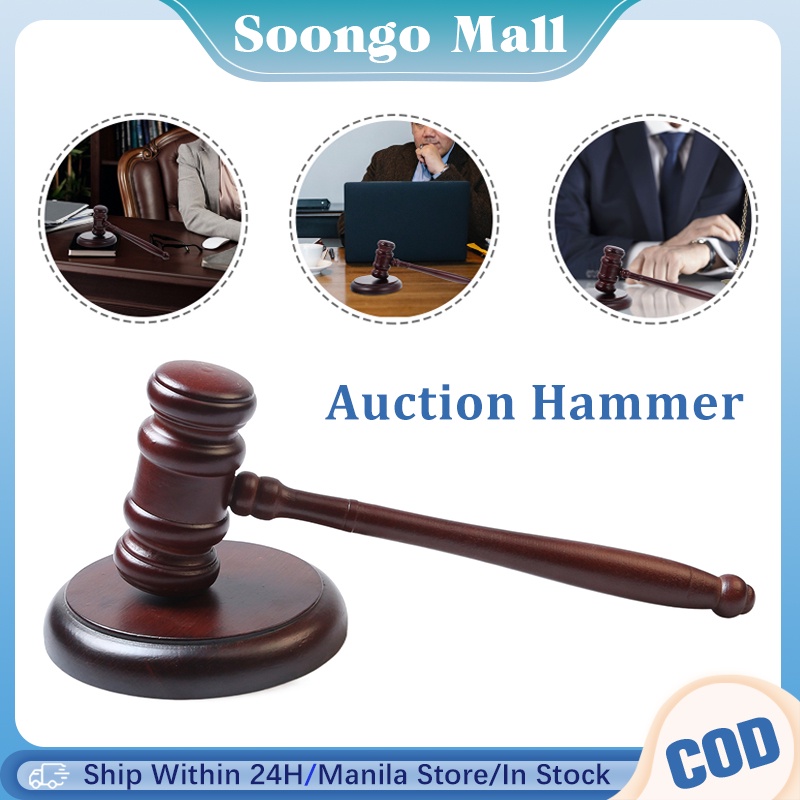 Wooden Auction Sale Hammer Gavel and Sound Block Set Handcrafted Gavel