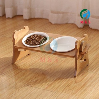 (Finished Product) Ceramic Double Cat Feeding Bowl Corner Support Dog Feeding Bowl