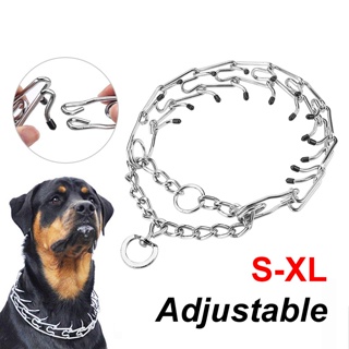 Dog Chain Training Prong Collars Adjustable Dog Pinch Training Chain Metal Choker Necklace Collars