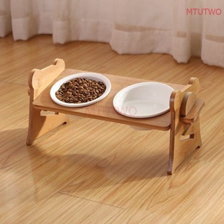 【local delivery】Ceramic Double Cat Feeding Bowl Corner Support Dog Feeding Bowl