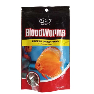 INFINITY Blood Worms Fish Food - Freeze Dried Food for Tropical Fishes - 10grams