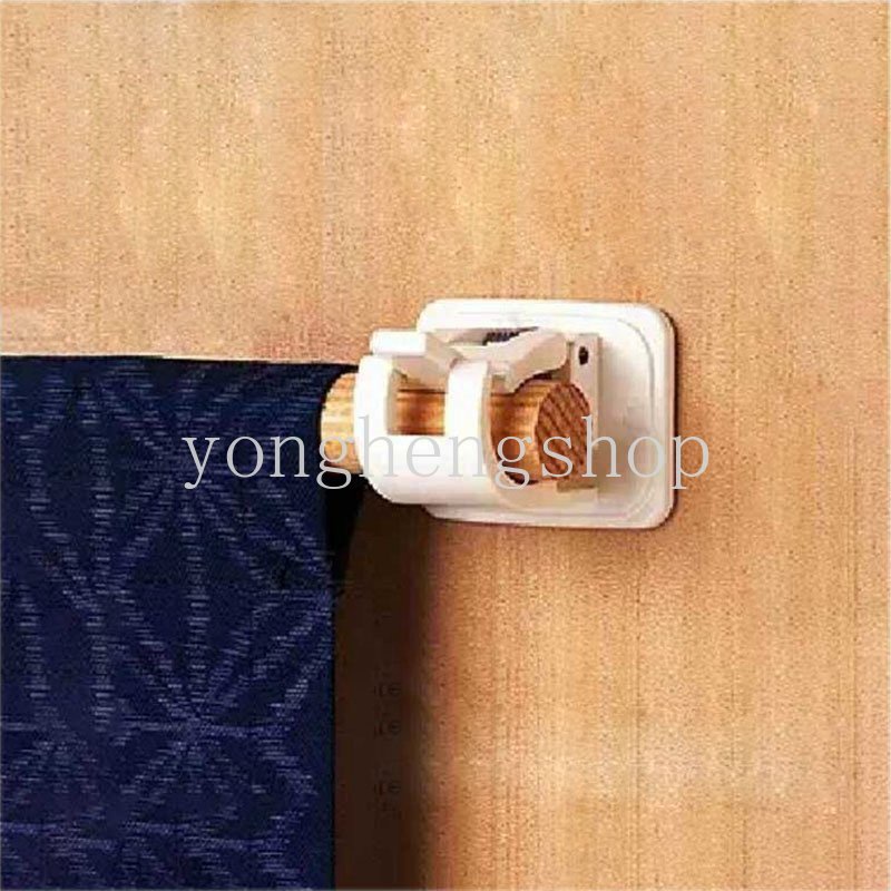 2pcs/set Curtain Rod Hook Holder Punch -free Viscose Wall Curtain Hanging Stick Rod Brackets Fixed Clip Self-adhesive Towel Bar Hooks