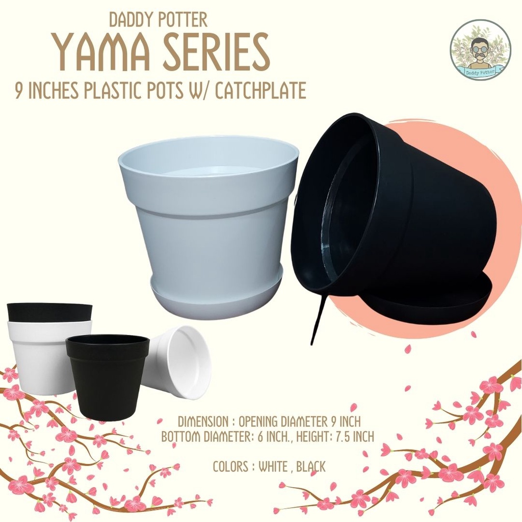 Big White or Black Durable Plastic Pots for plants with catch plate 9