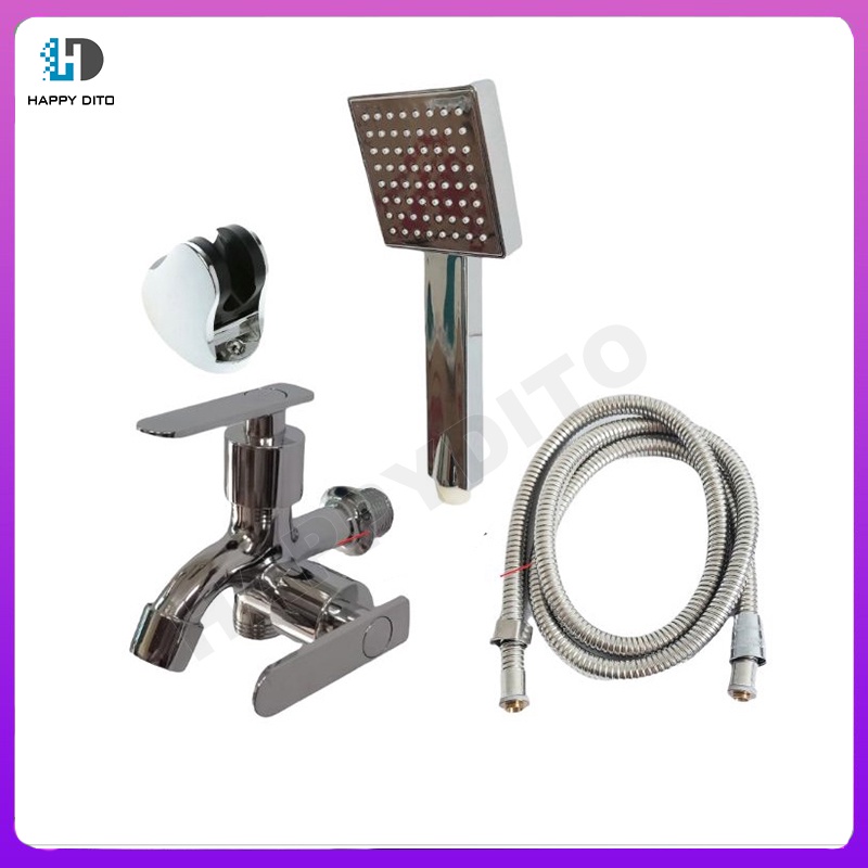 FallResistant Pressurized Shower Head Set(With Square Shower Head,Hose