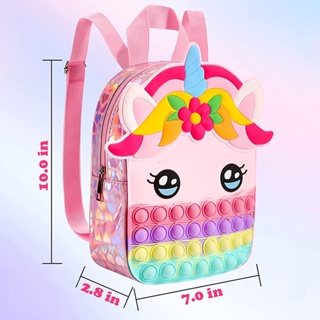 Unicorn Large Pop Backpack Unicorn Backpack Kid School Bag for Girl Bubble Squeeze Toy Bag
