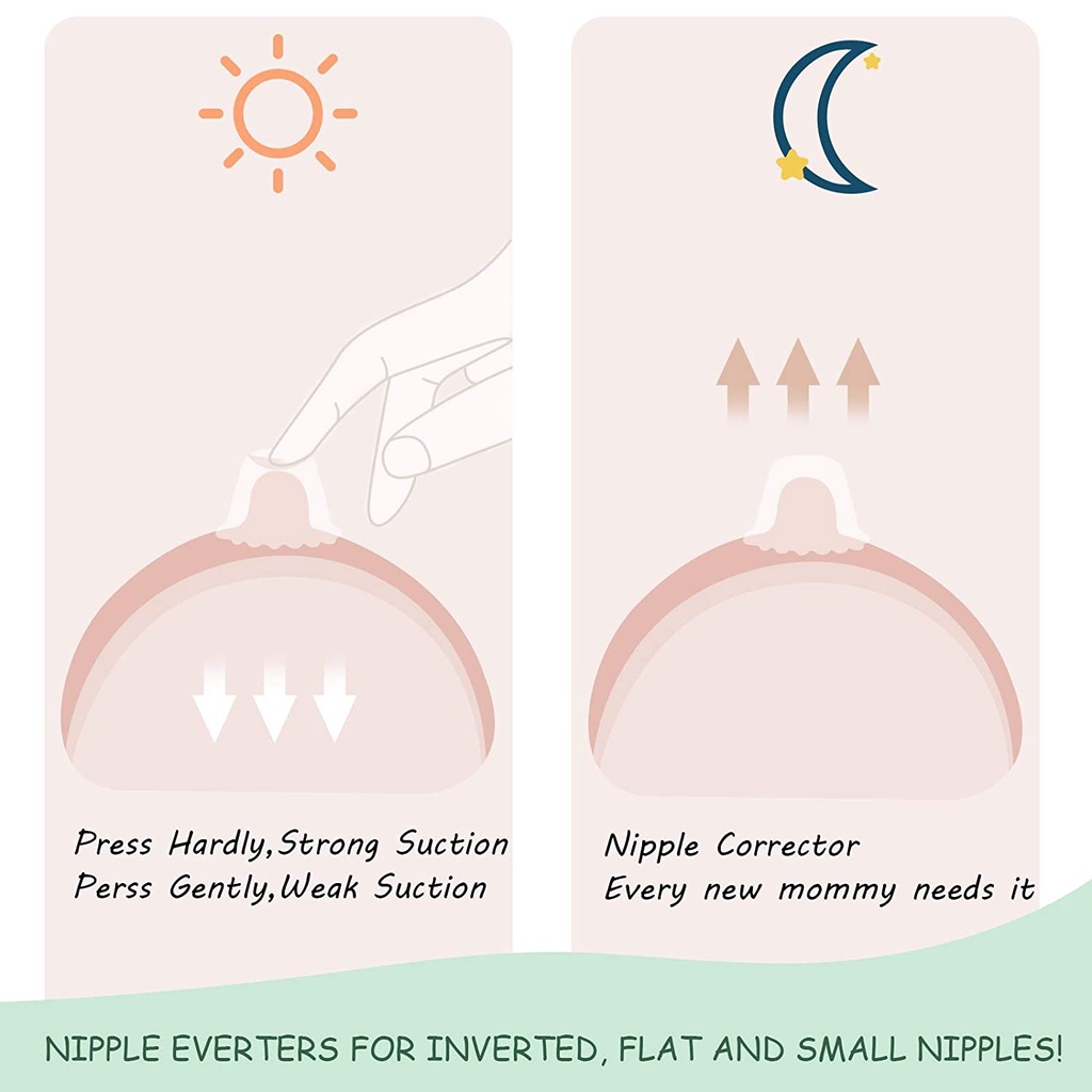 𝗕𝗮𝗯𝘆𝗜𝗻𝘀𝗶𝗱𝗲𝘀 2pcs Inverted Nipple Corrector Puller Sucker for Inverted Sucking Aspirator