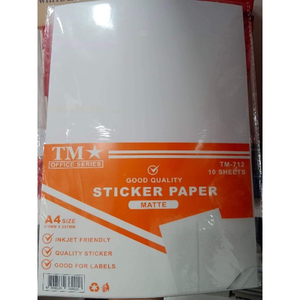 MATTE STICKER PHOTO PAPER 135GSM A4 10'S (1pack) Shopee Philippines