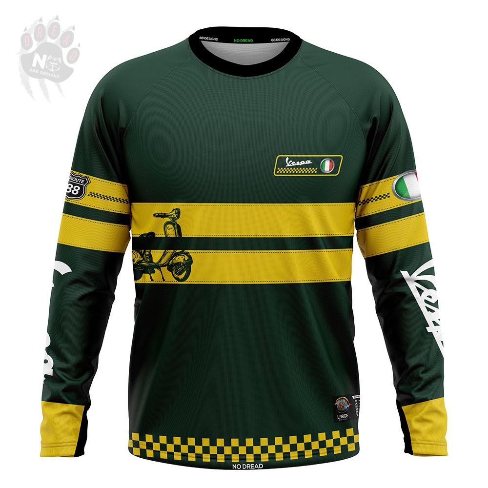 Motor Cycle Jersey Long Sleeve for Men Plain Raider VESPAGREEN FULL SUBLIMATION MOTORCYCLE