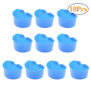 10pcs Plastic Feeder Cup for Pigeon Cage Hanging Semicircle Plastic Birds Feeding Bowl Feeder Cup