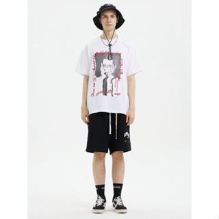 couple tshirt front portrait American trend print hip hop cotton crewneck unisex plus size black top #3