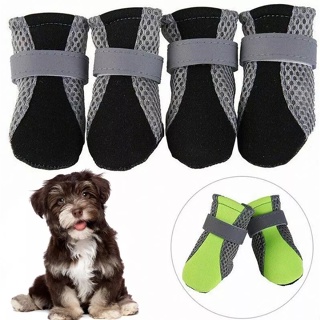 〖Jojo&Hoho 〗4pcs Dog Shoes Breathable Mesh Lightweight Dog Shoes Beauty Pet Shoes