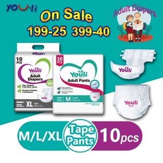 【On Sale】Youli adult diaper pull ups large 10pcs pants medium underpads for adults disposable xl xxl For Senior Women Elderly Men Soft Comfort Caress Reverse Osmosis Panty Style For Pregnant Size M/L/XL #1