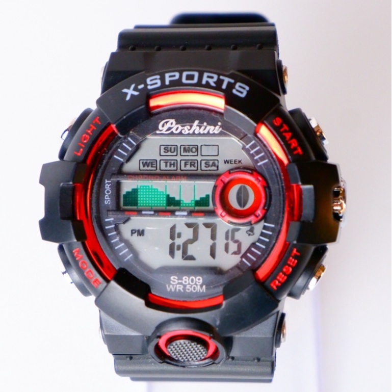 Black and Red Design Dial Rubber Sports Watch for Men Japan Quality