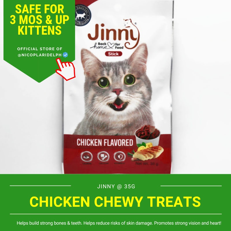 Jinny Chicken Flavored Sticks with Taurine, Calcium and Vitamin E for