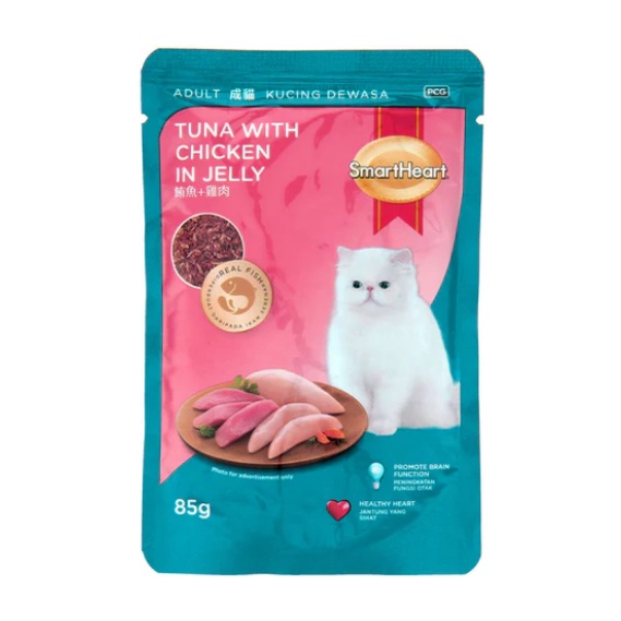 Smartheart Cat Pouch Adult Tuna With Chicken In Jelly Wet Food 85g Shopee Philippines