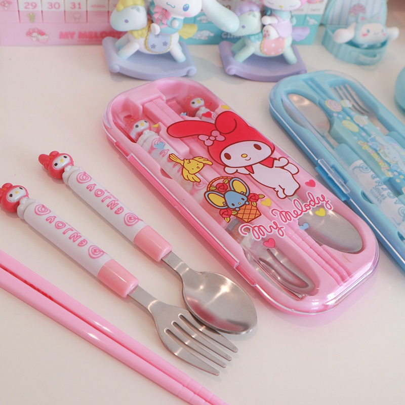 Sanrio Cute Stainless Steel Portable Tableware ThreePiece Set Spoon