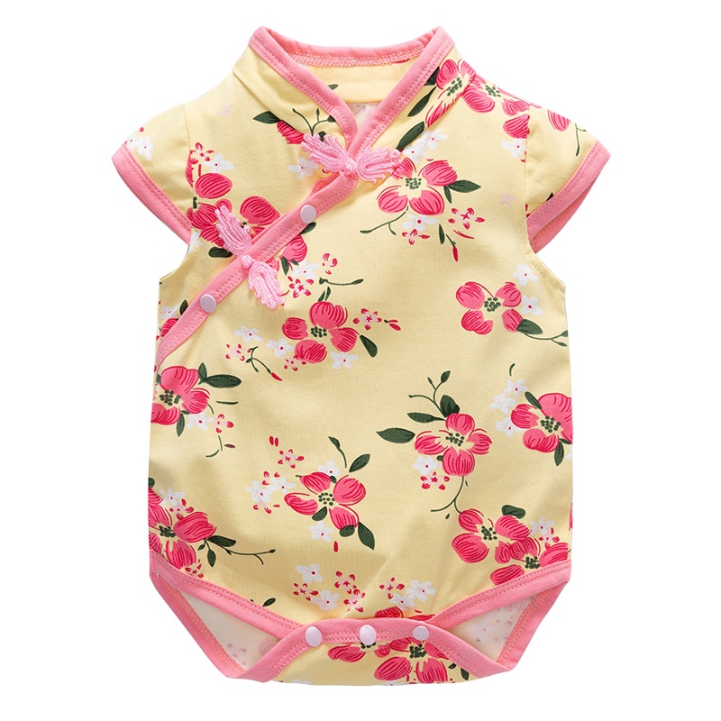 Baby Girl Qipao Chinese Style Cheongsam Knot Button Child Traditional Ethnic Costume Floral