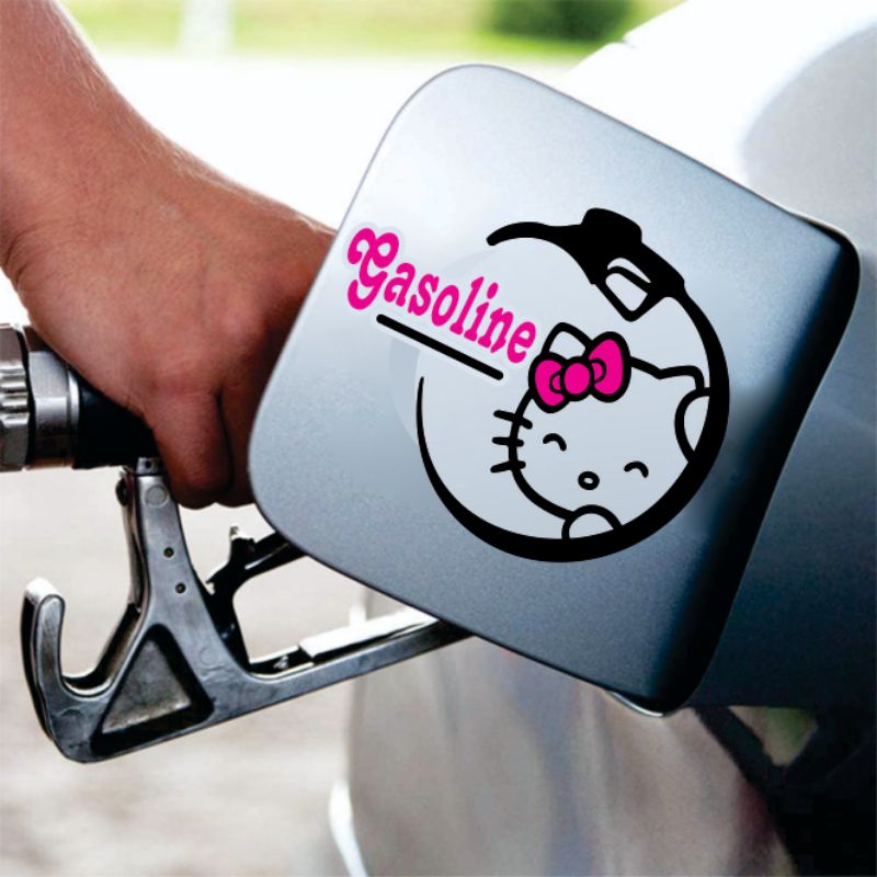 Car Sticker Decal Gas Tank Cover Decal Sticker Hello Kitty Unleaded