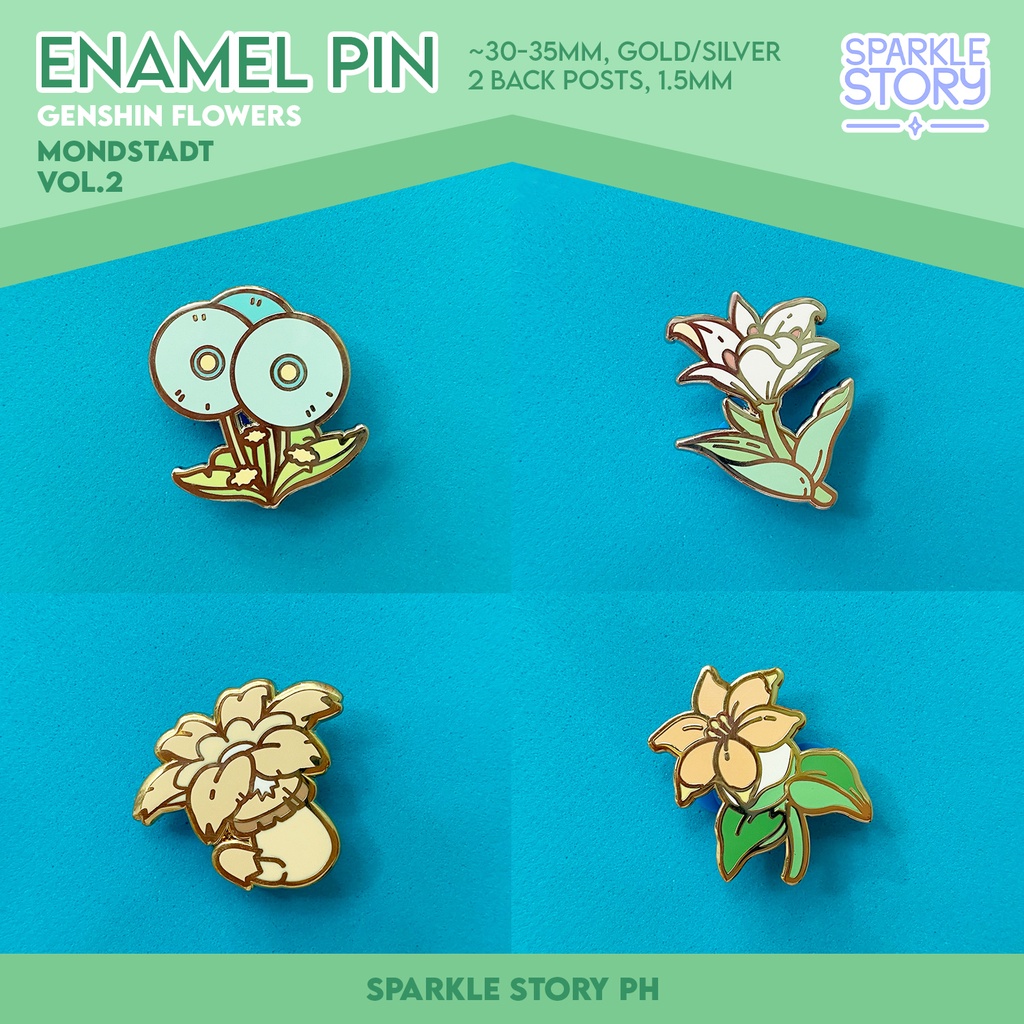 Mondstadt Volume 2 Genshin Impact Flowers Enamel Pin Sparkle Story