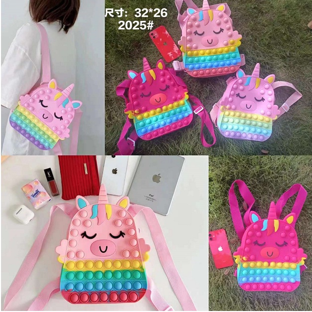 2025 MINI POP IT BACKPACK popit bag unicorn bag pop it wallet