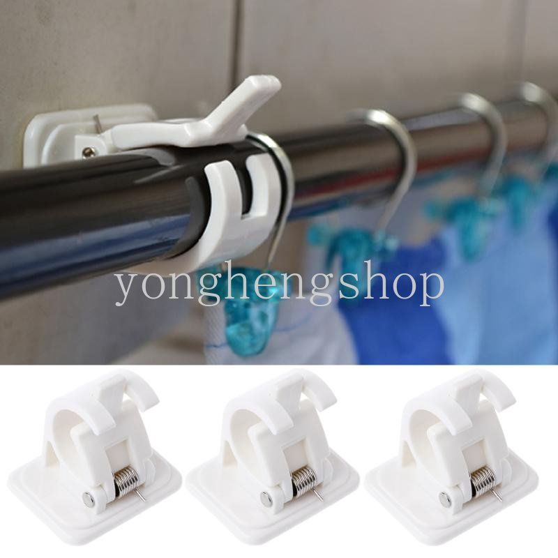 2pcs/set Curtain Rod Hook Holder Punch -free Viscose Wall Curtain Hanging Stick Rod Brackets Fixed Clip Self-adhesive Towel Bar Hooks