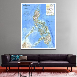 【Ready Stock】✎☾Philippines Map--Large Asia Southeast Map Poster Prints Wall Hanging Art Background C