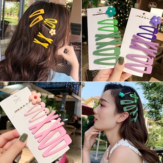 Korean Version New Style Green Yellow Bangs Side Clip Hair Girls Summer Colorful Flat Flower Top Headdress