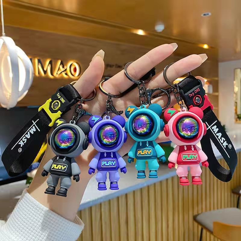 Cartoon Keychain Cute Astronaut Bear Doll Keyring Bag Pendant Couple ...